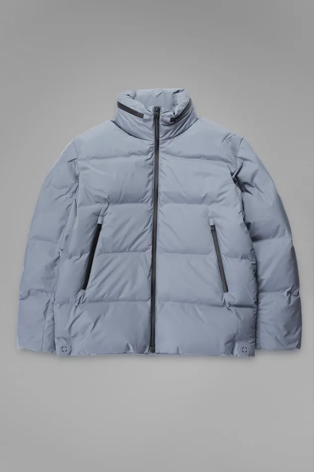 Men Norse Projects Outerwear Stand Collar Short Down Jacket Pertex Shield Dark Ice Blue