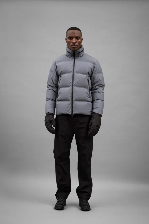 Men Norse Projects Outerwear Stand Collar Short Down Jacket Pertex Shield Dark Ice Blue