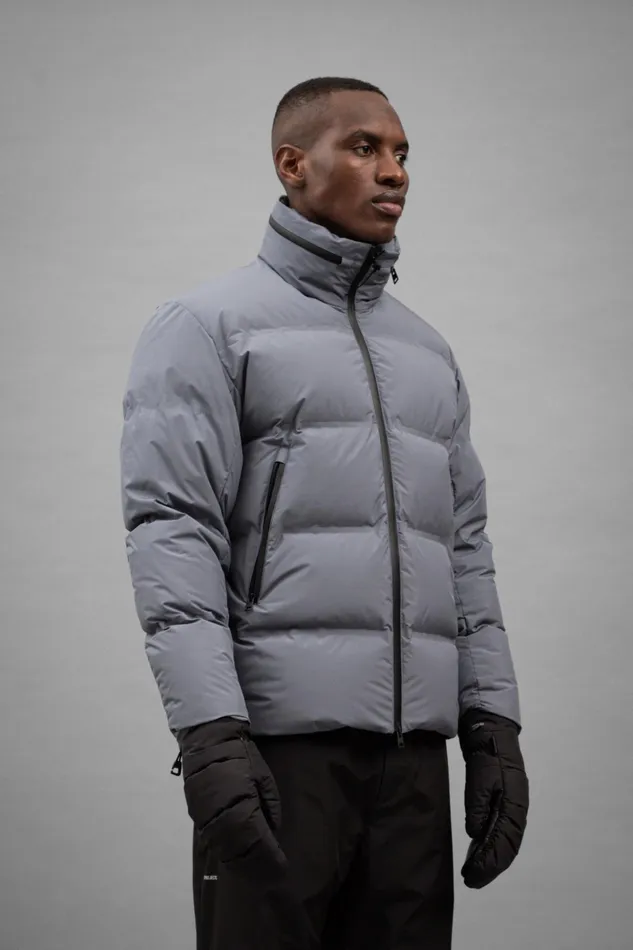 Men Norse Projects Outerwear Stand Collar Short Down Jacket Pertex Shield Dark Ice Blue