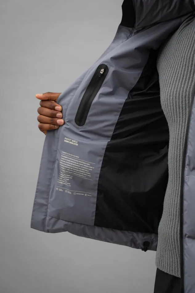 Men Norse Projects Outerwear Stand Collar Short Down Jacket Pertex Shield Dark Ice Blue