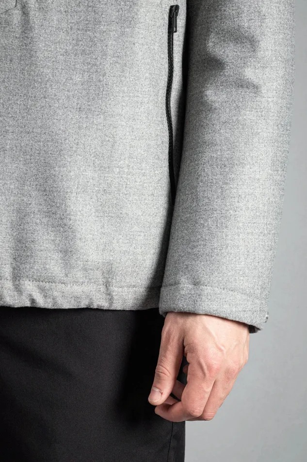 Men Norse Projects Outerwear Technical Jacket Loro Piana Clima System Wool Light Grey Melange