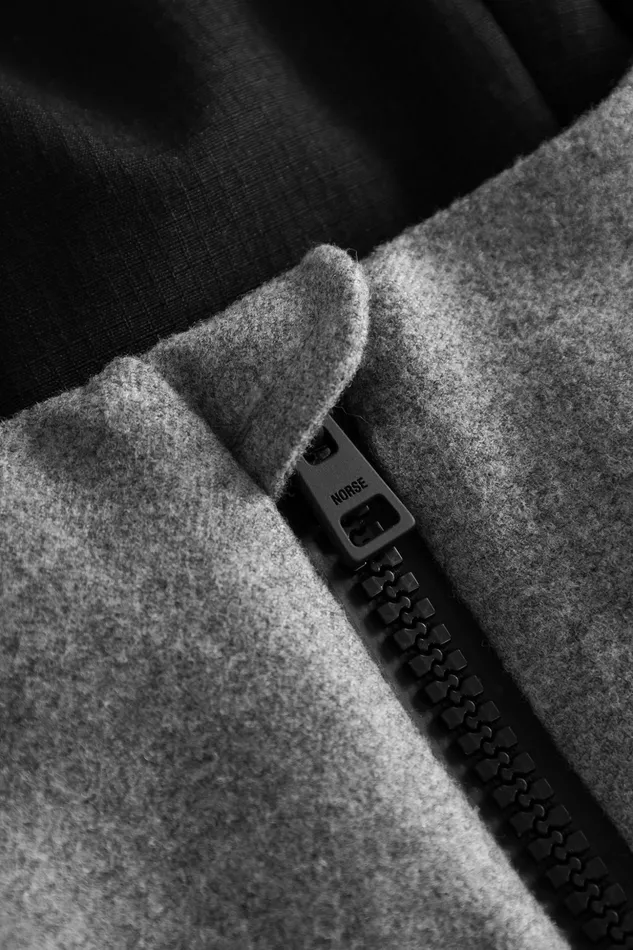 Men Norse Projects Outerwear Technical Jacket Loro Piana Clima System Wool Light Grey Melange