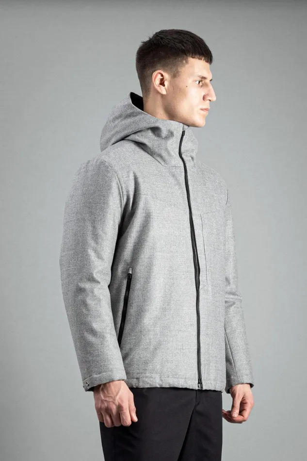 Men Norse Projects Outerwear Technical Jacket Loro Piana Clima System Wool Light Grey Melange