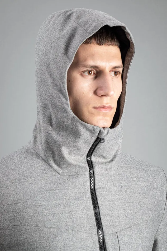 Men Norse Projects Outerwear Technical Jacket Loro Piana Clima System Wool Light Grey Melange
