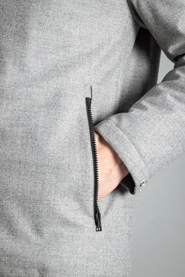 Men Norse Projects Outerwear Technical Jacket Loro Piana Clima System Wool Light Grey Melange