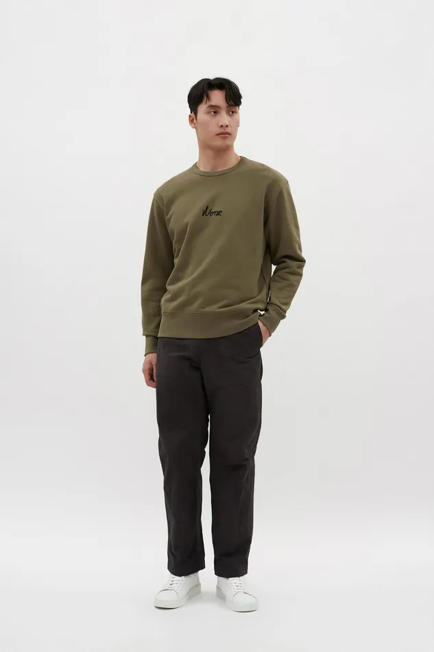 Men Norse Projects Sweatshirts Arne Relaxed Organic Chain Stitch Logo Sweatshirt Sediment Green