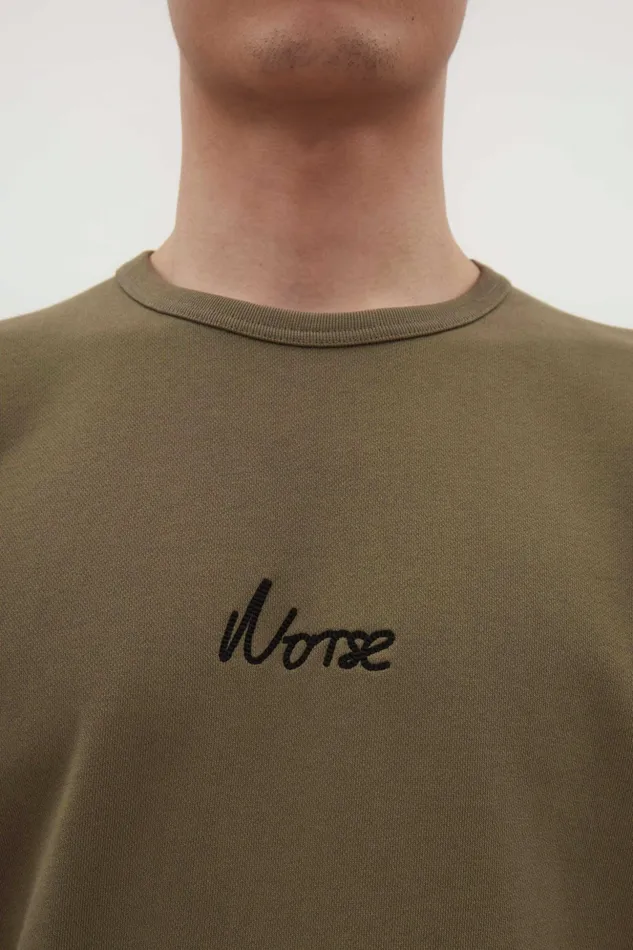 Men Norse Projects Sweatshirts Arne Relaxed Organic Chain Stitch Logo Sweatshirt Sediment Green