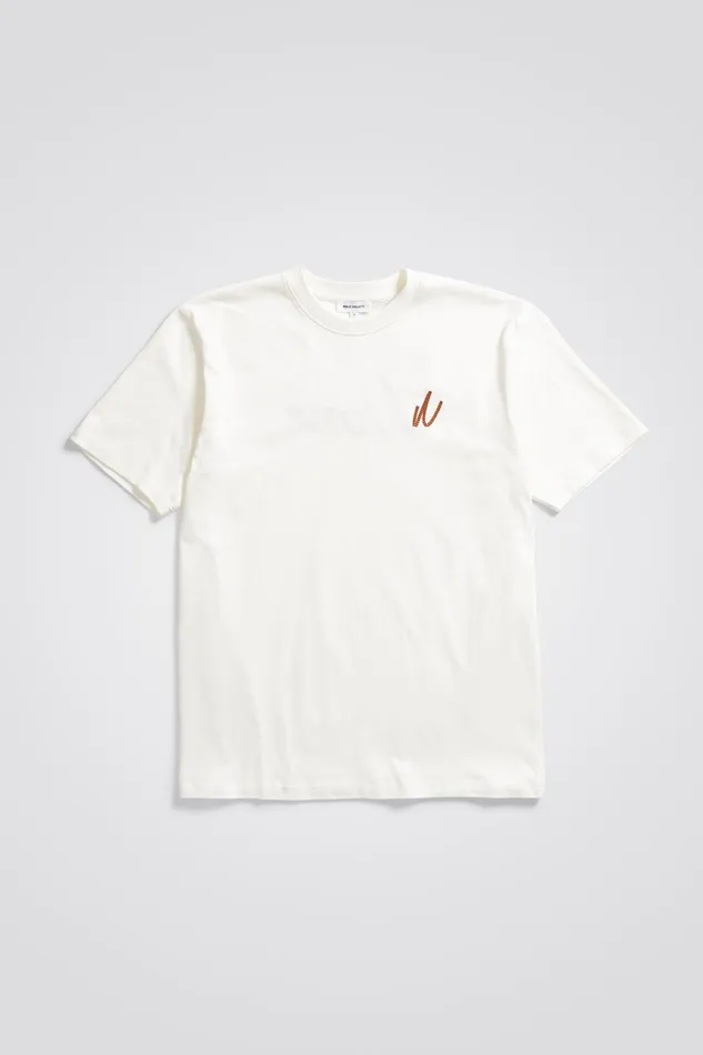 Men Norse Projects TShirts Johannes Chain Stitch Tshirt Ecru