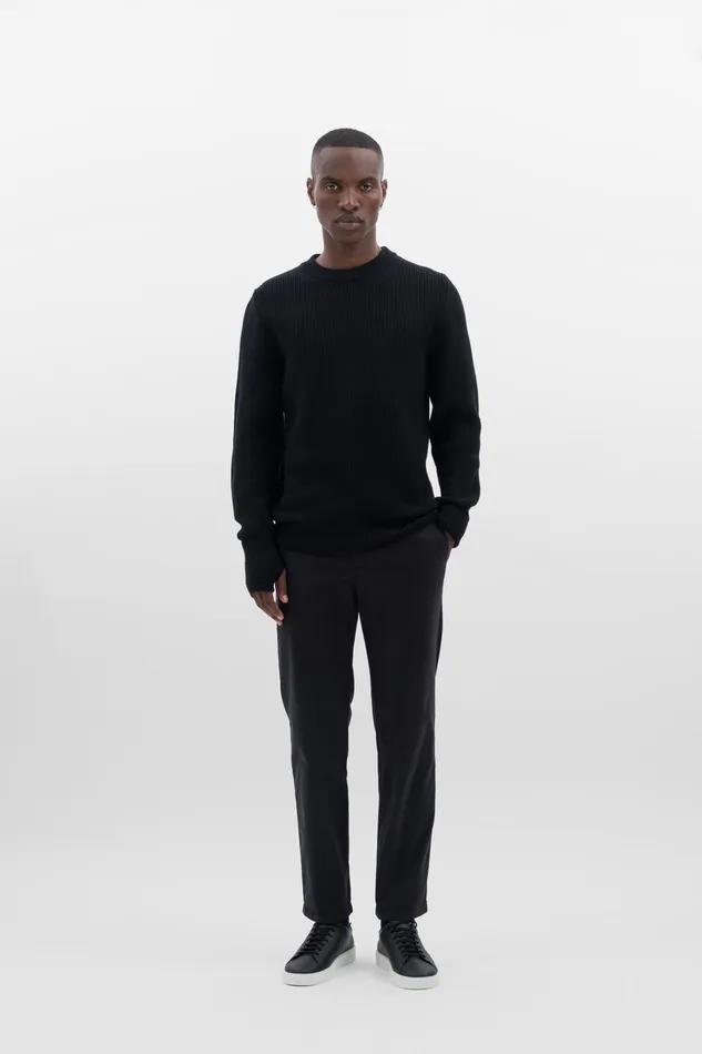 Men Norse Projects Trousers Aros Regular Italian Brushed Twill Chino Black