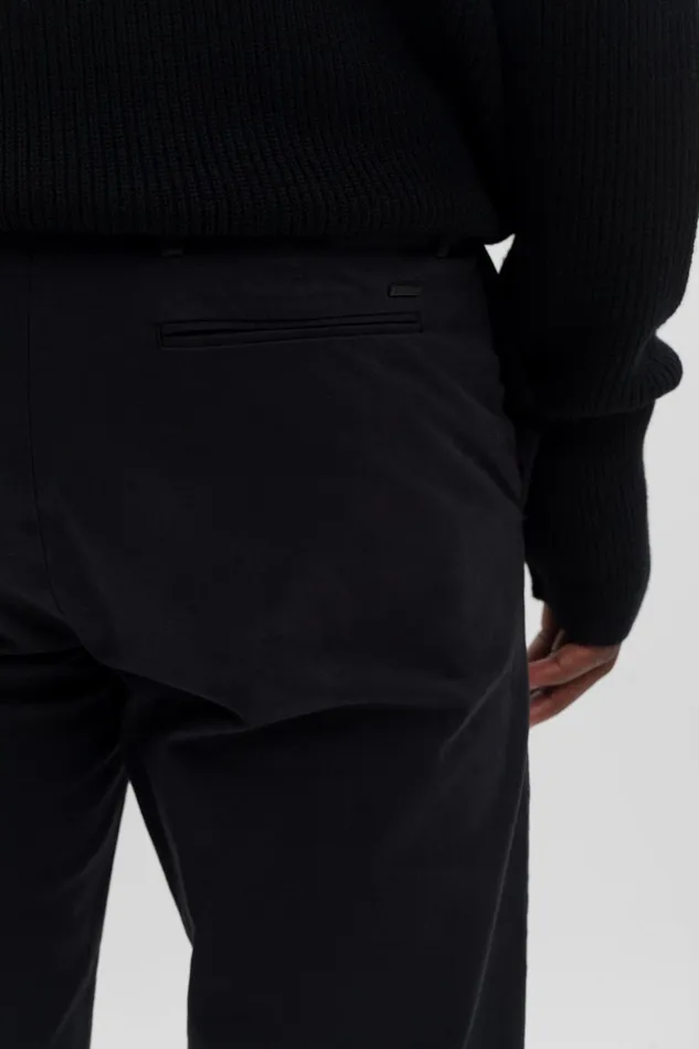 Men Norse Projects Trousers Aros Regular Italian Brushed Twill Chino Black