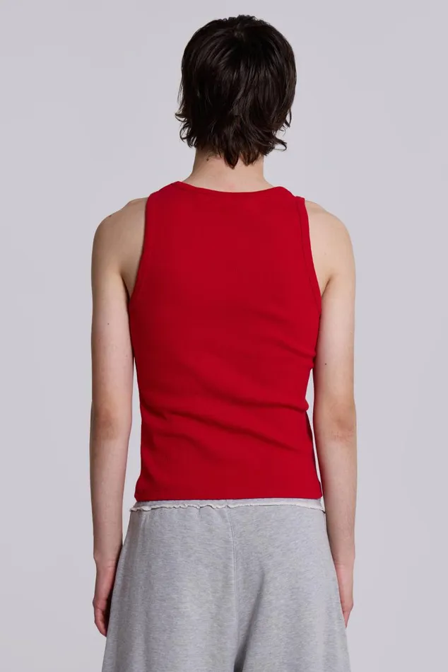 Men NTRLS Red Ribbed Vest Jaded London TShirts and Vests