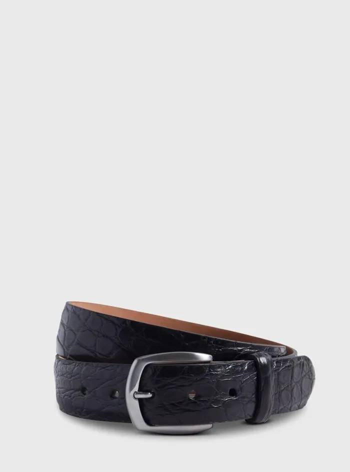 Men Paul Stuart Belts Matte Alligator Belt Black