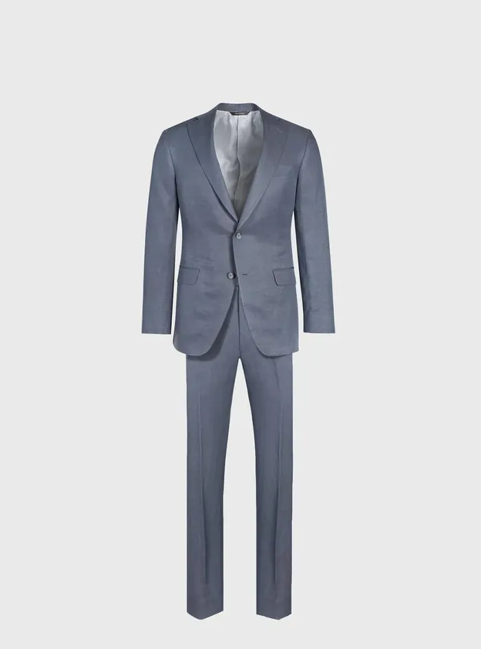 Men Paul Stuart Blazers and Jackets Linen and Silk Solid Paul Suit Grey