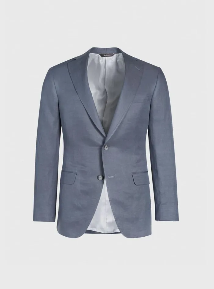 Men Paul Stuart Blazers and Jackets Linen and Silk Solid Paul Suit Grey
