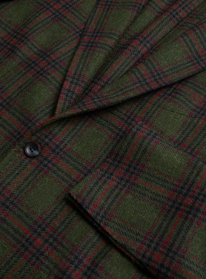 Men Paul Stuart Blazers and Jackets Plaid Wool Soft Constructed Jacket Greenred