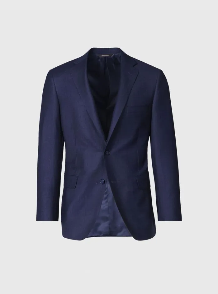 Men Paul Stuart Blazers and Jackets Wool and Silk Plaid Paul Jacket Navy