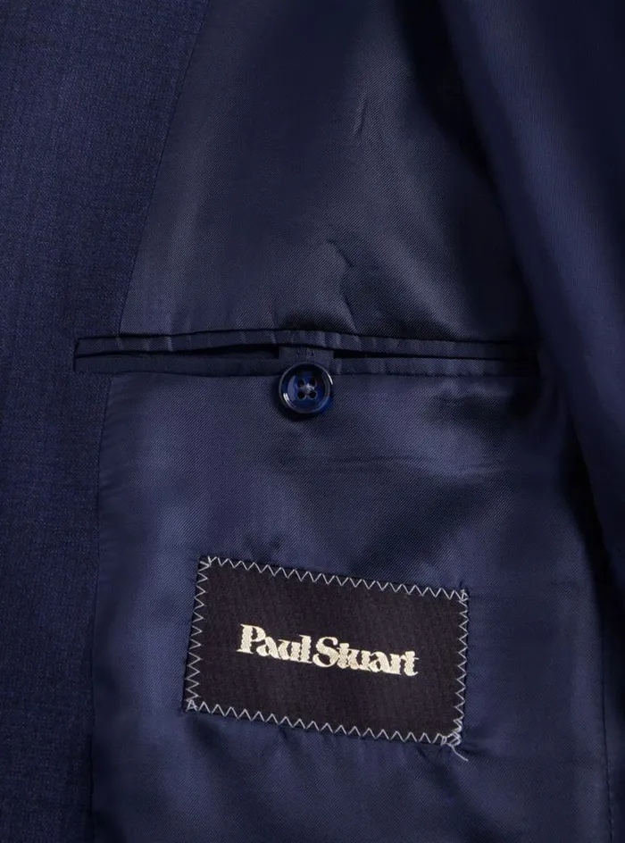 Men Paul Stuart Blazers and Jackets Wool and Silk Plaid Paul Jacket Navy