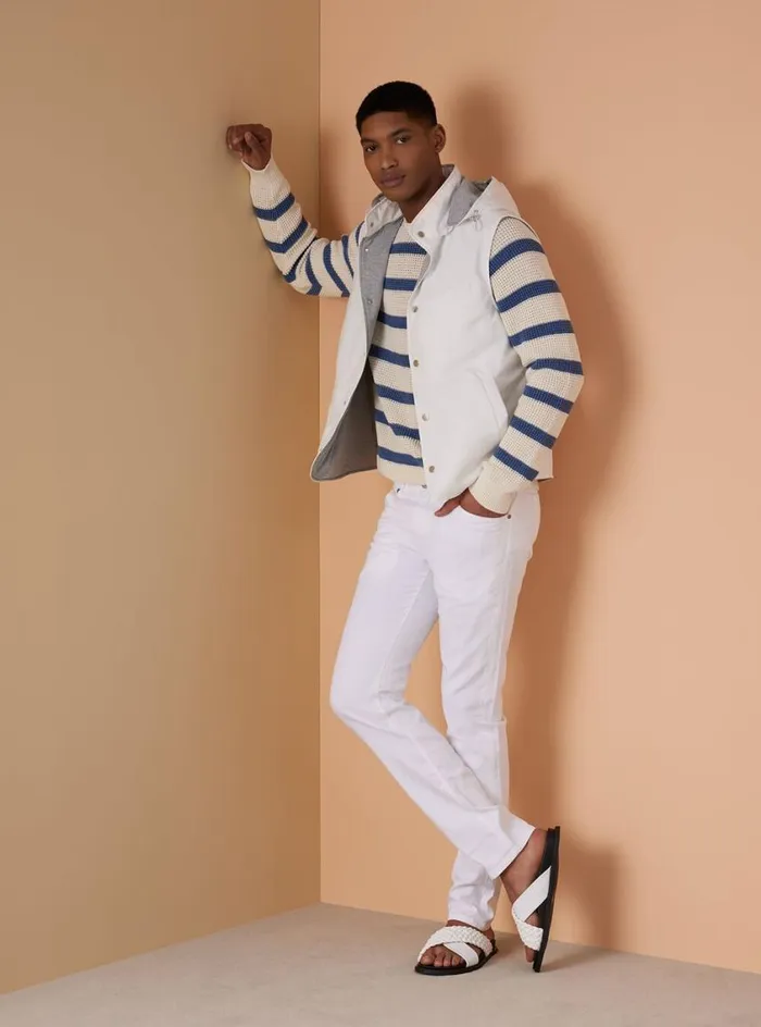 Men Paul Stuart Outerwear Belsetta Vest With Removable Hood White
