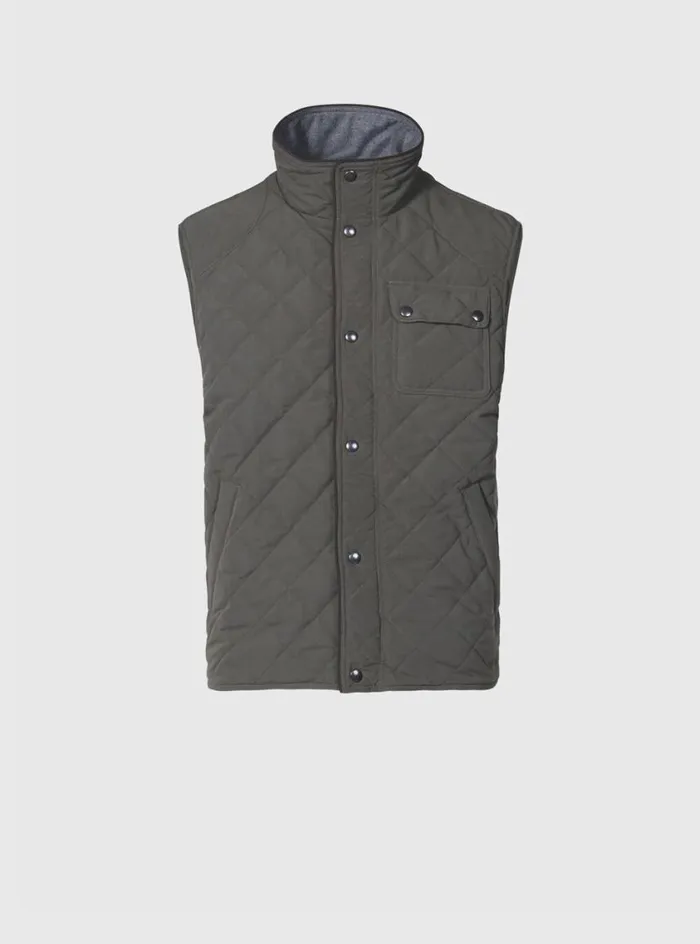 Men Paul Stuart Outerwear Diamond Quilted Vest Olive