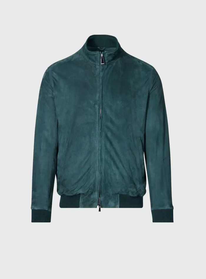 Men Paul Stuart Outerwear Emerald Suede Blouson Green