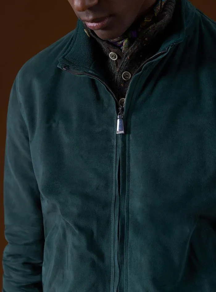 Men Paul Stuart Outerwear Emerald Suede Blouson Green