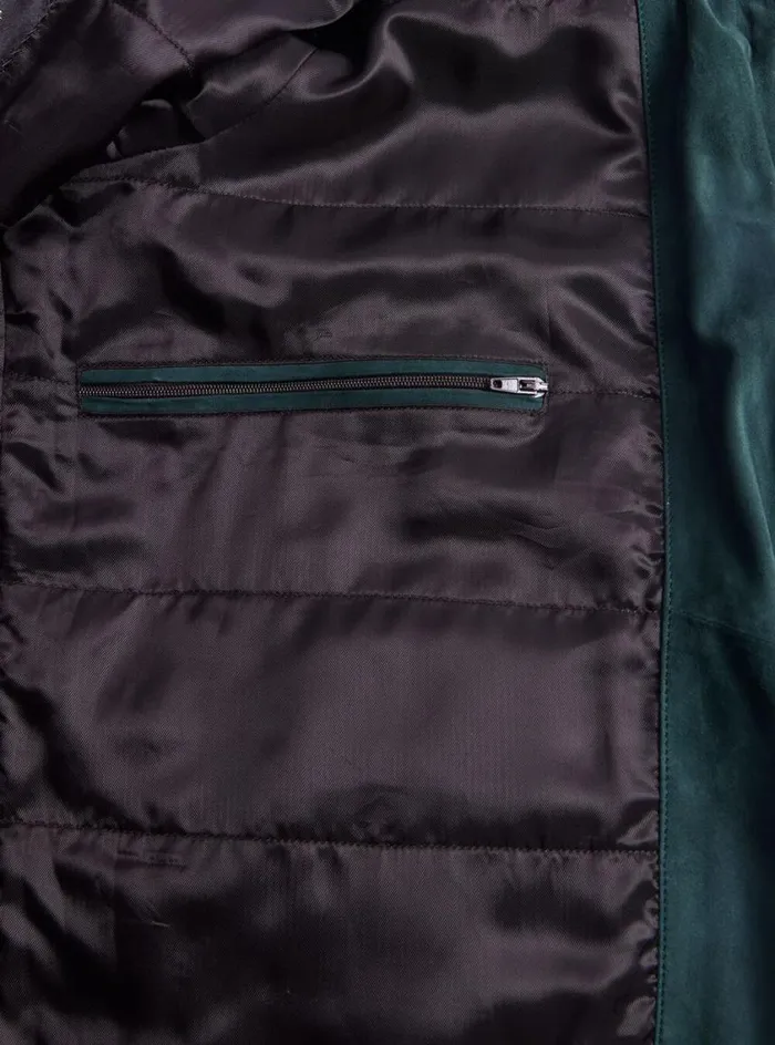 Men Paul Stuart Outerwear Emerald Suede Blouson Green