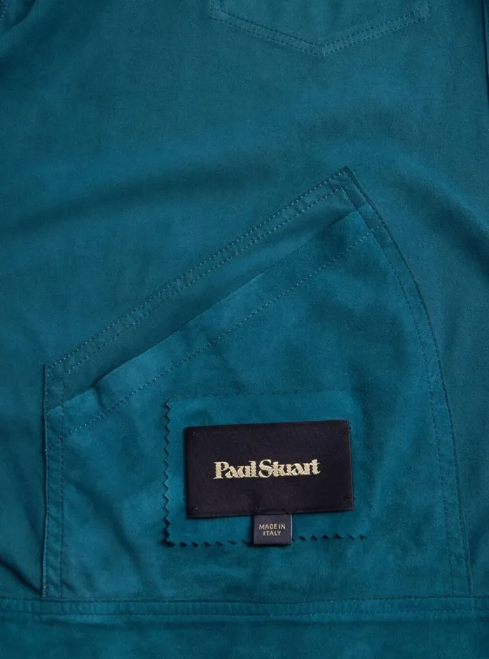 Men Paul Stuart Outerwear Suede Jean Jacket Teal