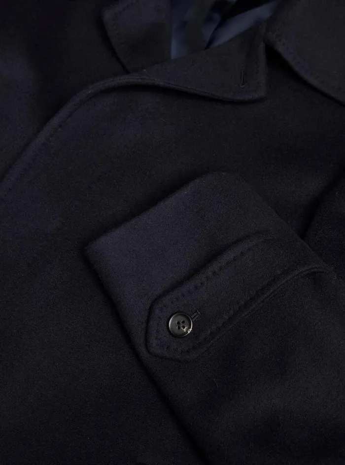 Men Paul Stuart Outerwear Super 180s Wool Raincoat Navy