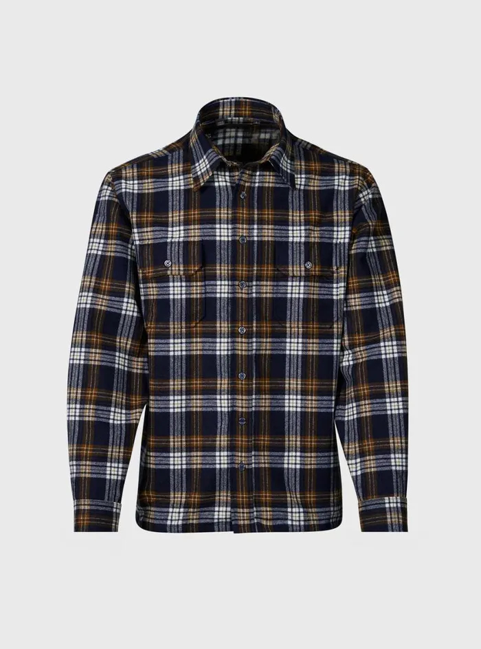 Men Paul Stuart Outerwear Wool Plaid Overshirt Black