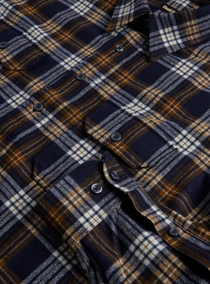Men Paul Stuart Outerwear Wool Plaid Overshirt Black