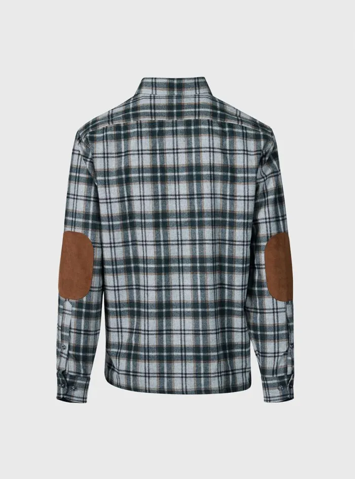 Men Paul Stuart Outerwear Wool Plaid Overshirt Grey