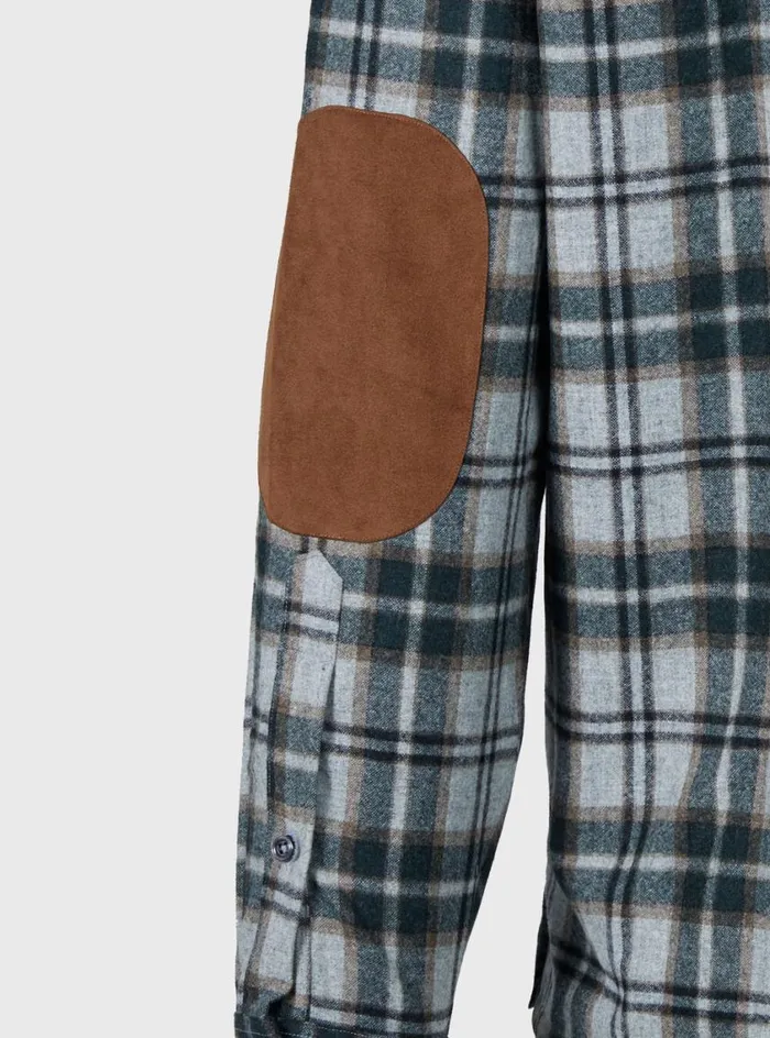 Men Paul Stuart Outerwear Wool Plaid Overshirt Grey