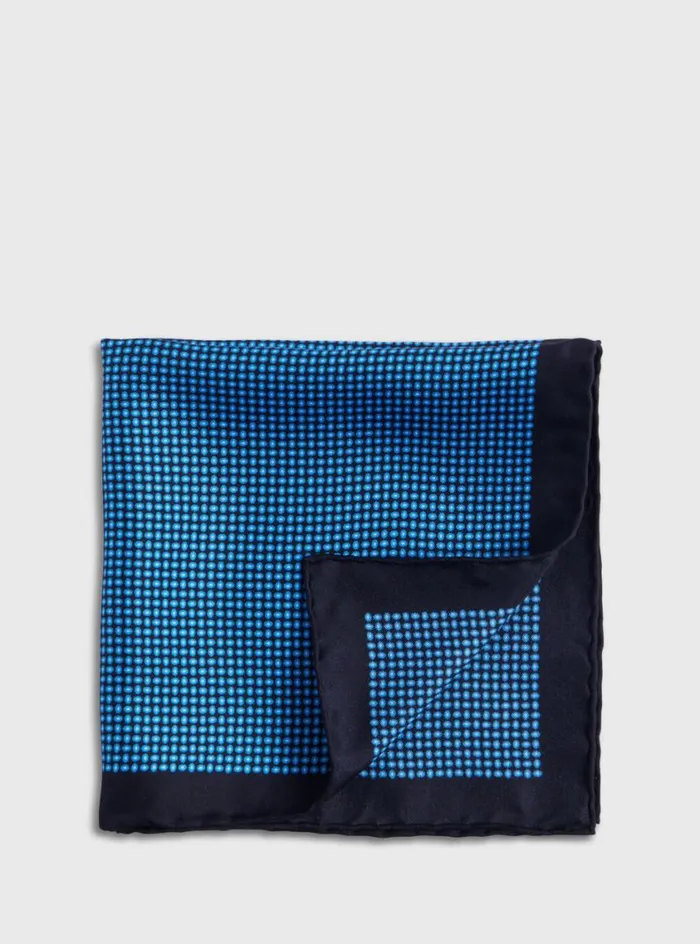 Men Paul Stuart Pocket Squares Silk Twill Micro Medallion Pocket Square Blue