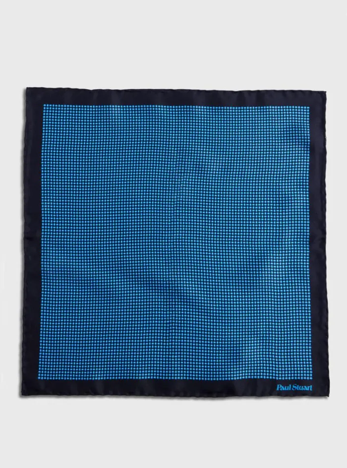 Men Paul Stuart Pocket Squares Silk Twill Micro Medallion Pocket Square Blue