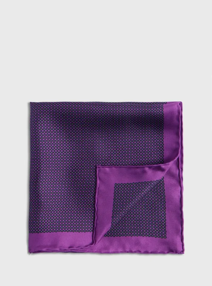 Men Paul Stuart Pocket Squares Silk Twill Micro Medallion Pocket Square Plum