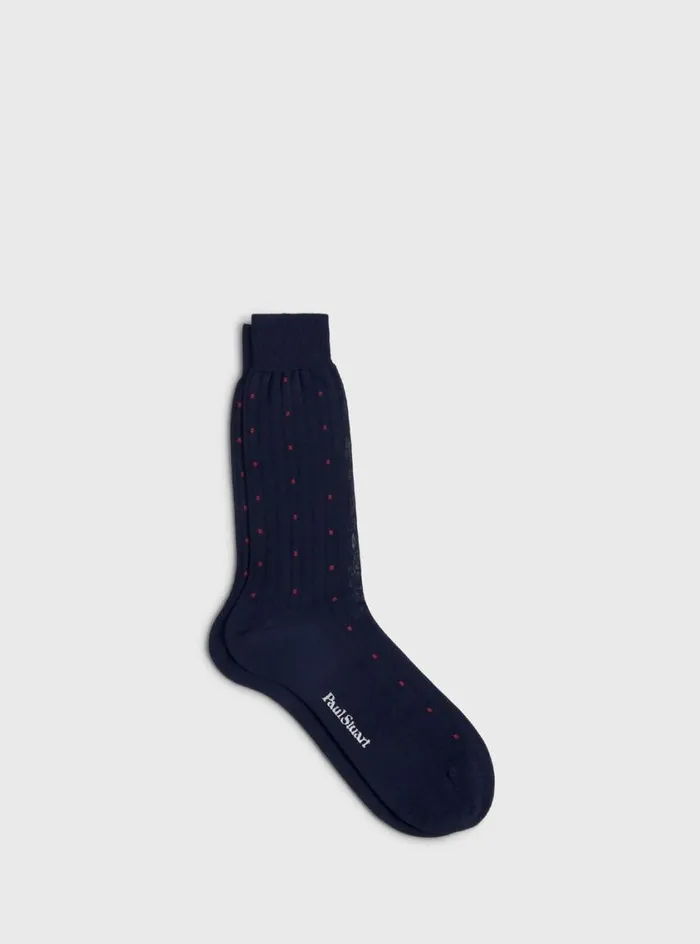 Men Paul Stuart Socks Cotton Deco Sock Navyred