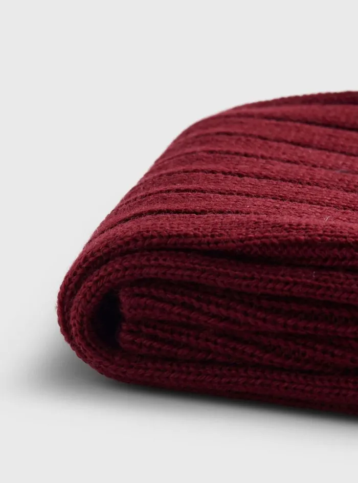 Men Paul Stuart Socks Merino Wool Ribbed Sock Burgundy