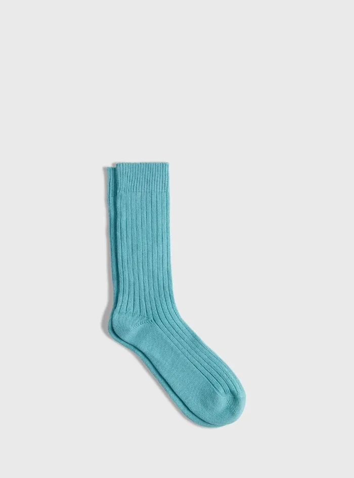 Men Paul Stuart Socks Ribbed Sport Crew Sock Seafoam