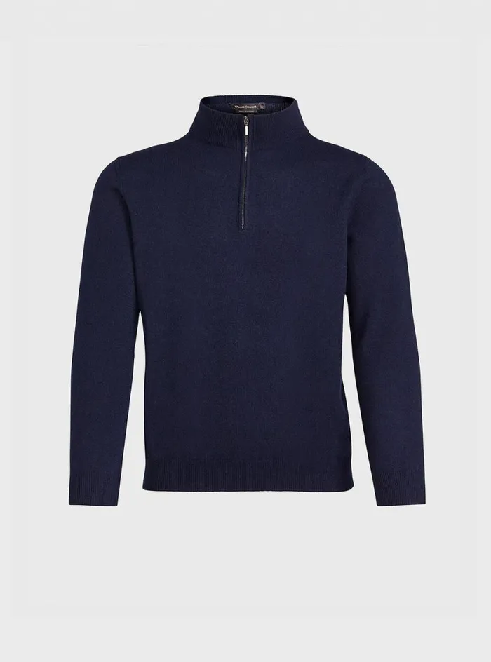 Men Paul Stuart Sweaters Cashmere 14 Zip Sweater Marine Blue