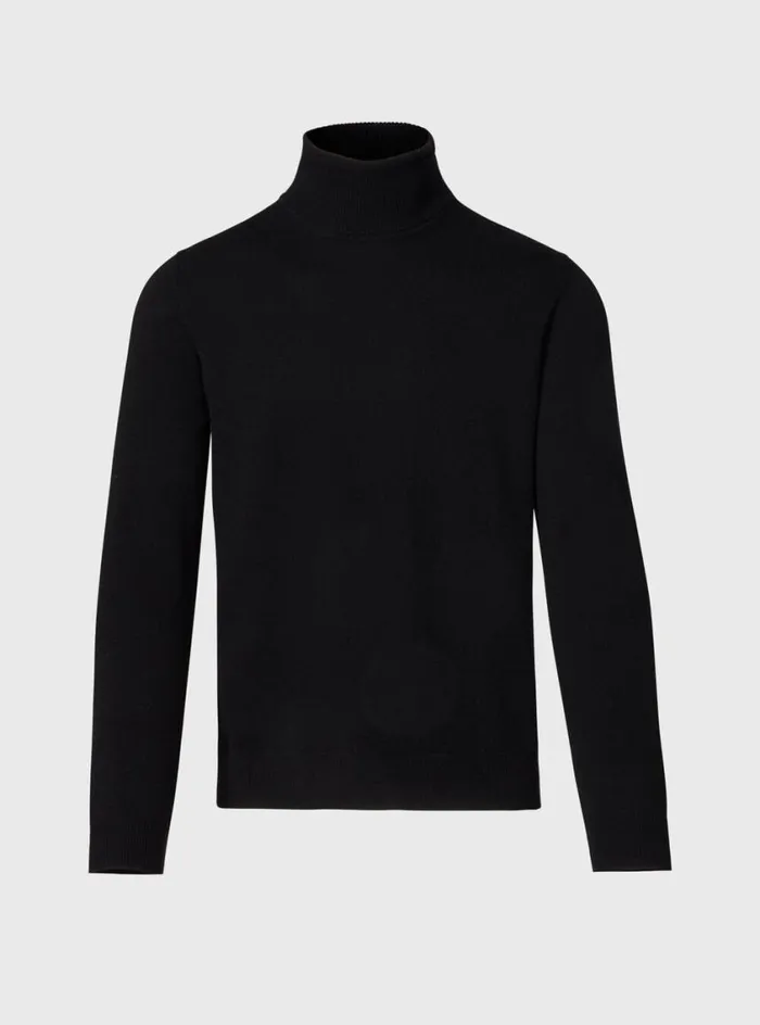 Men Paul Stuart Sweaters Cashmere Turtleneck Black