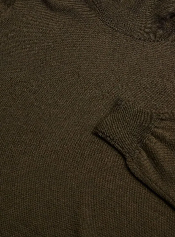 Men Paul Stuart Sweaters Merino Wool Turtleneck Olive