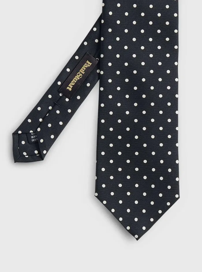 Men Paul Stuart Ties Printed Silk Dot Tie Black