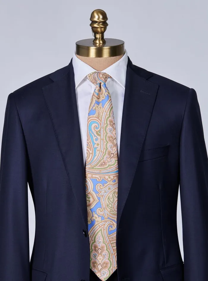 Men Paul Stuart Ties Silk Paisley Tie Blue