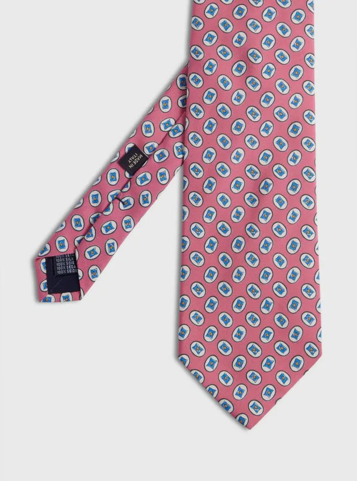 Men Paul Stuart Ties Silk Tossed Oval Print Tie Pink