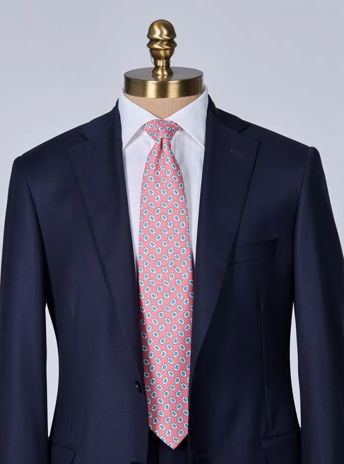 Men Paul Stuart Ties Silk Tossed Oval Print Tie Pink