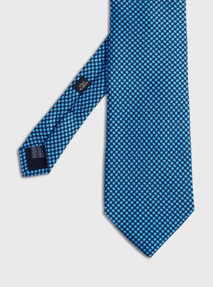 Men Paul Stuart Ties Silk Twill Micro Medallion Tie Blue
