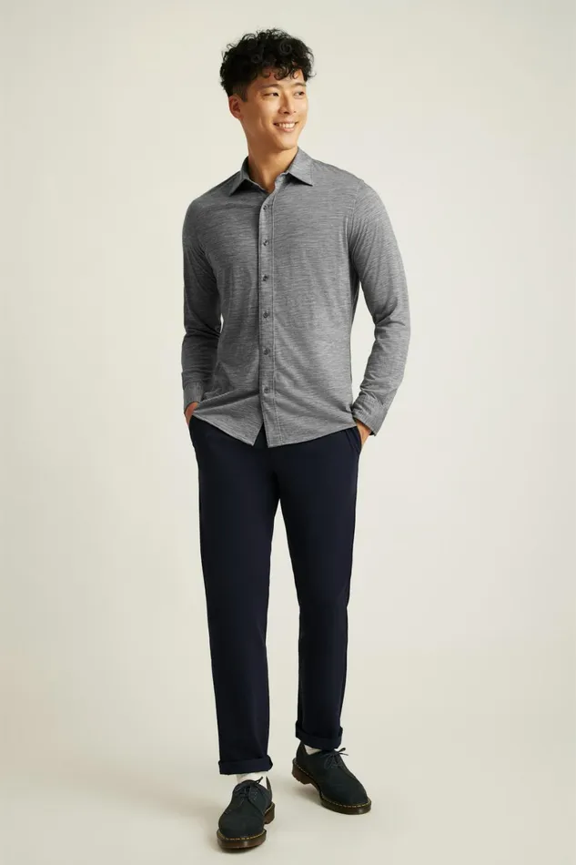 Men Performance Merino Shirt Heather Grey Bonobos Casual Shirts