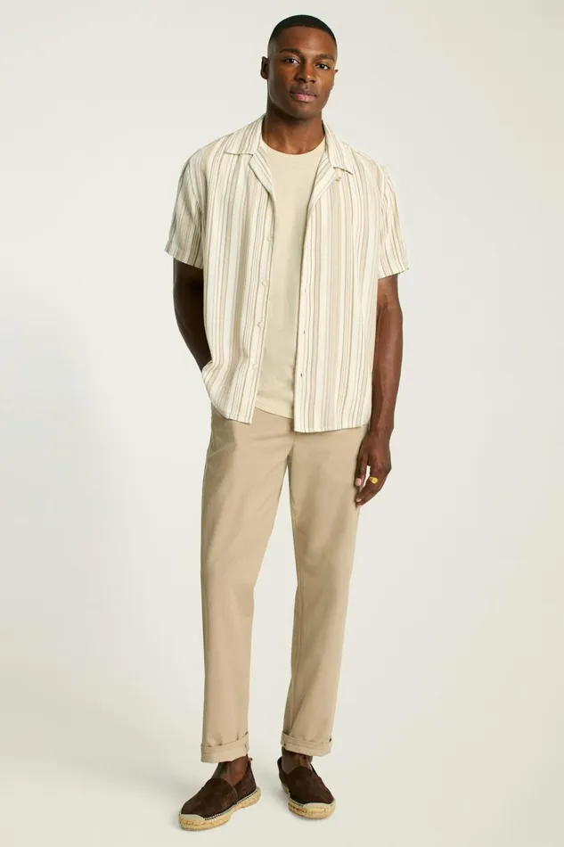 Men Riviera Cabana Shirt Ivory Stripe Bonobos Casual Shirts
