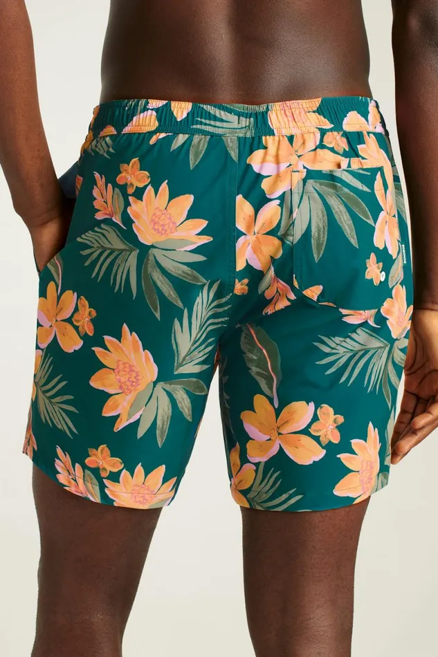 Men Riviera Recycled Swim Trunks Teal Sunset Floral Bonobos Swim Trunks