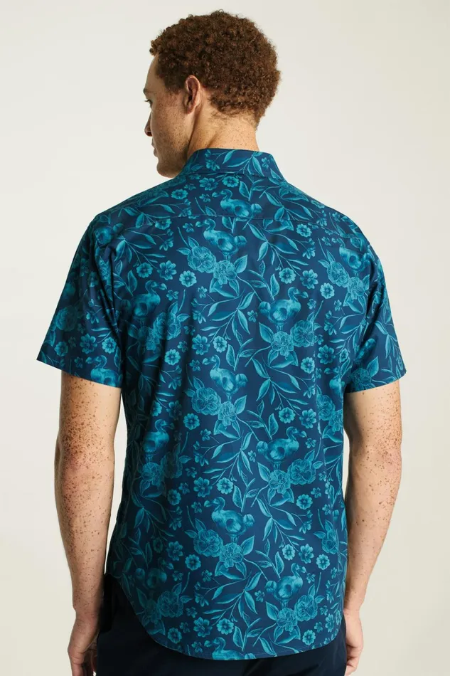 Men Riviera Short Sleeve Shirt Blue Dodo Floral Bonobos Casual Shirts